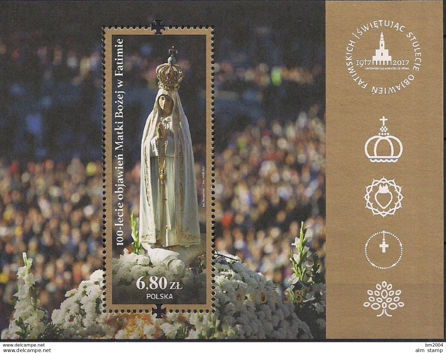 2017 Polen Poland  Mi. Bl 260 **MNH 100. Jahrestag Der Marienerscheinung Von Fatima. - Ungebraucht