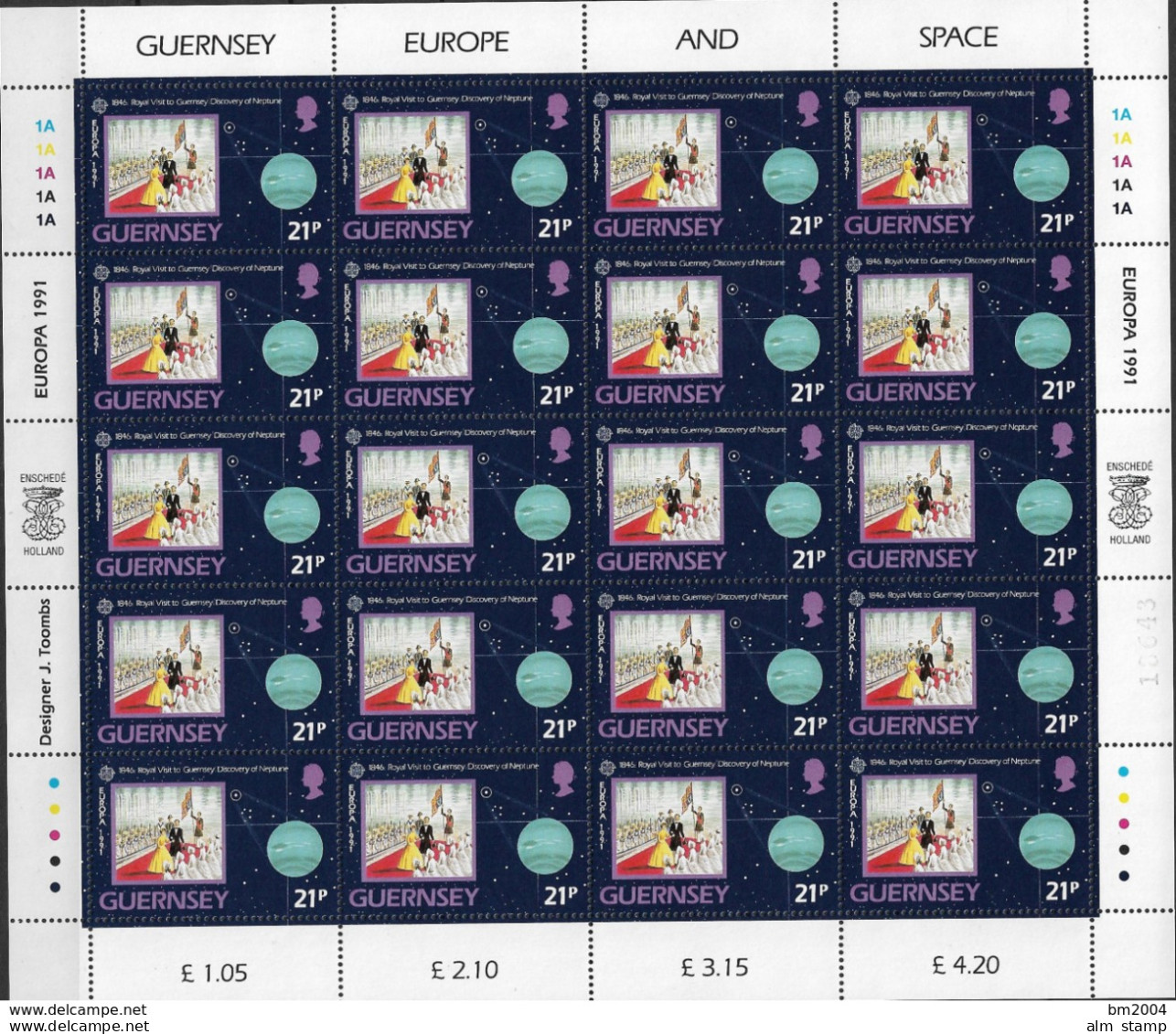 1991 Guernsey Yv 520-3 Mi. 518-1** MNH  Europa : Europäische  Weltraumfahrt - Guernesey