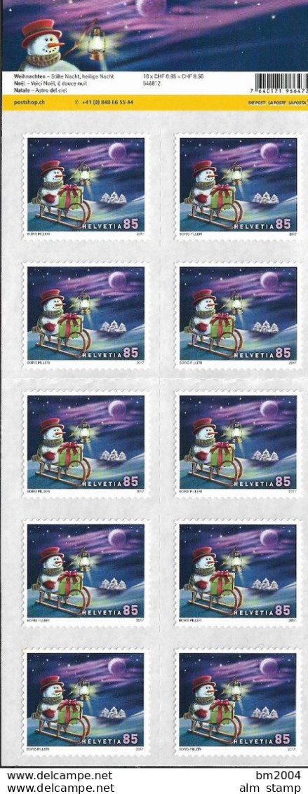 2017 Schweiz   Mi. 2520-3**MNH  Folienkleinbogen   Weihnachten: Weihnachtslieder. - Unused Stamps
