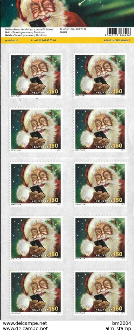 2017 Schweiz   Mi. 2520-3**MNH  Folienkleinbogen   Weihnachten: Weihnachtslieder. - Unused Stamps