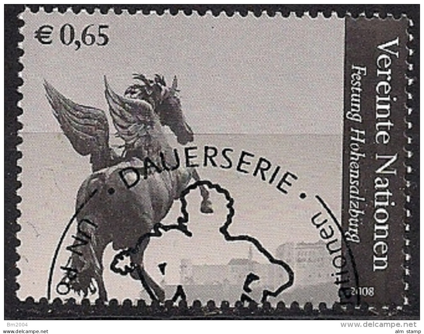 2008 UNO Wien Mi. 524  Used  Pegasus-Brunnen Im Garten Von Schloss Mirabell, Salzburg; Festung Hohensalzburg - Oblitérés