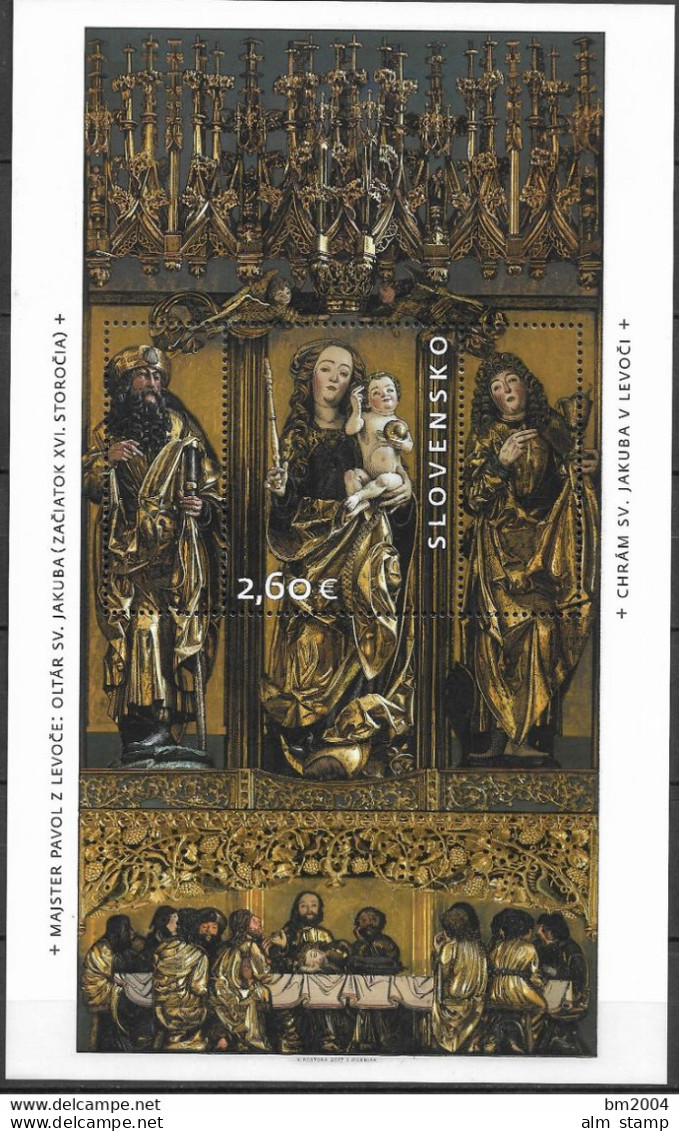 2017 Slowakei Mi. Bl. 50 **MNH  Muttergottes Vom Hochaltar Der Kirche St. Jakob, Levoča (Leutschau) - Ungebraucht