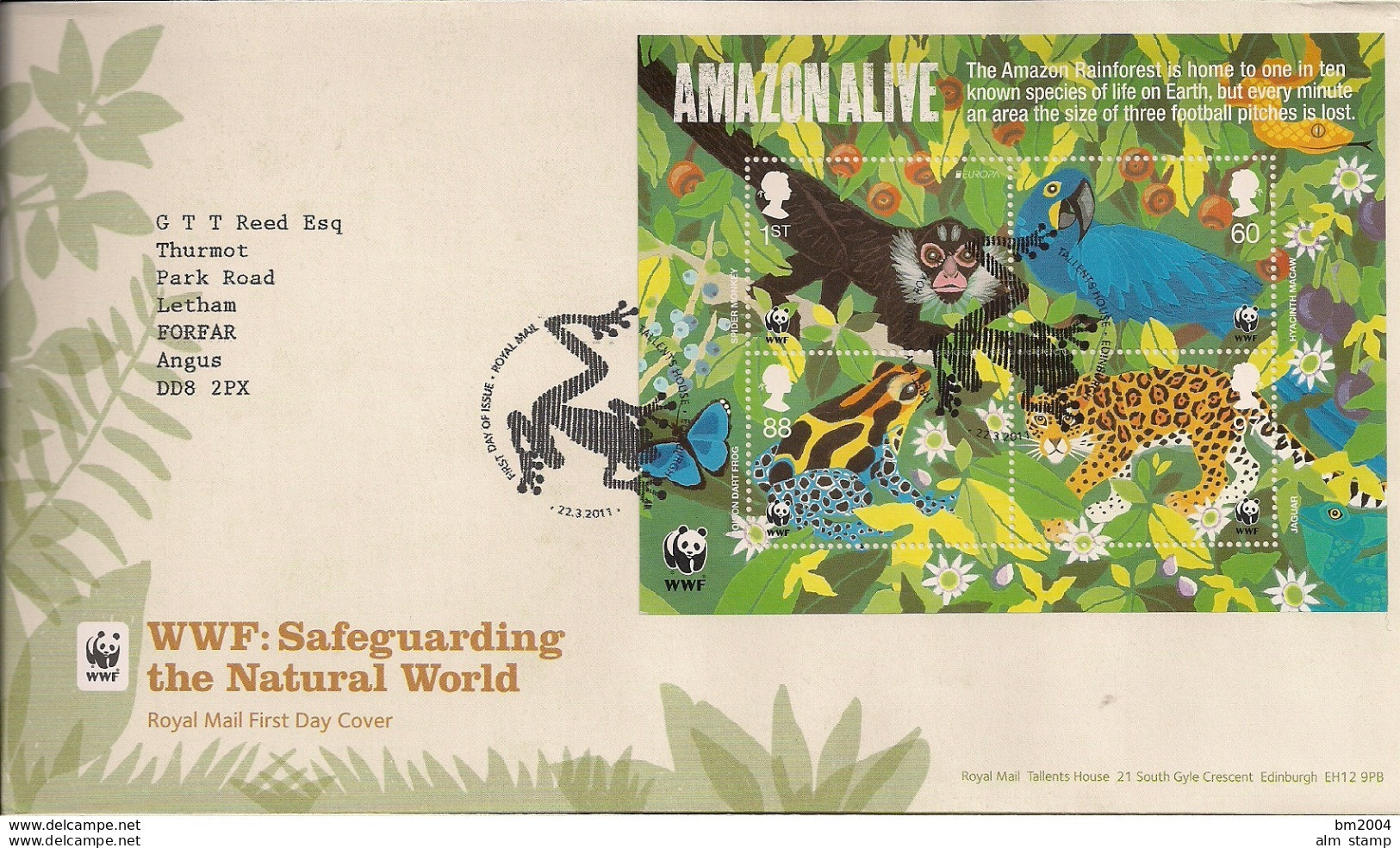 2011 Grossbritannien Great -Britain Mi. Bl 64 FDC  50 Jahre Naturschutzorganisation World Wildlife Fund (WWF); Europa: - 2011