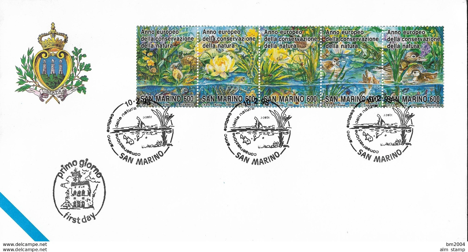 1995 San- Marino Mi. 1598-1602 FDC  Europäisches Naturschutzjahr - Europese Gedachte