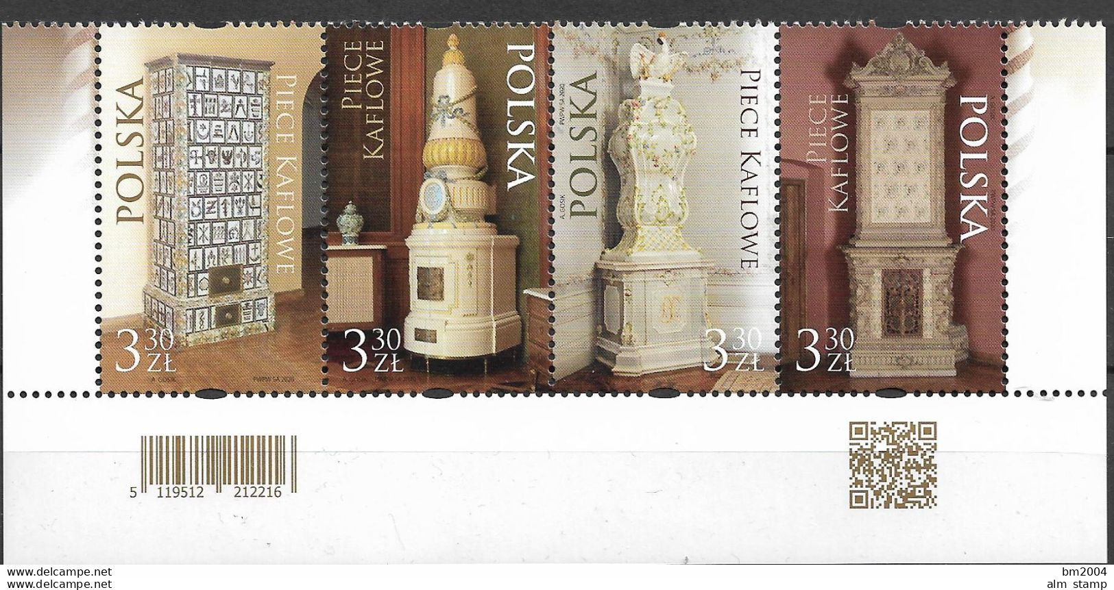 2020 Polen Polska Mi.  3269-72 **MNH Kachelöfen - Neufs