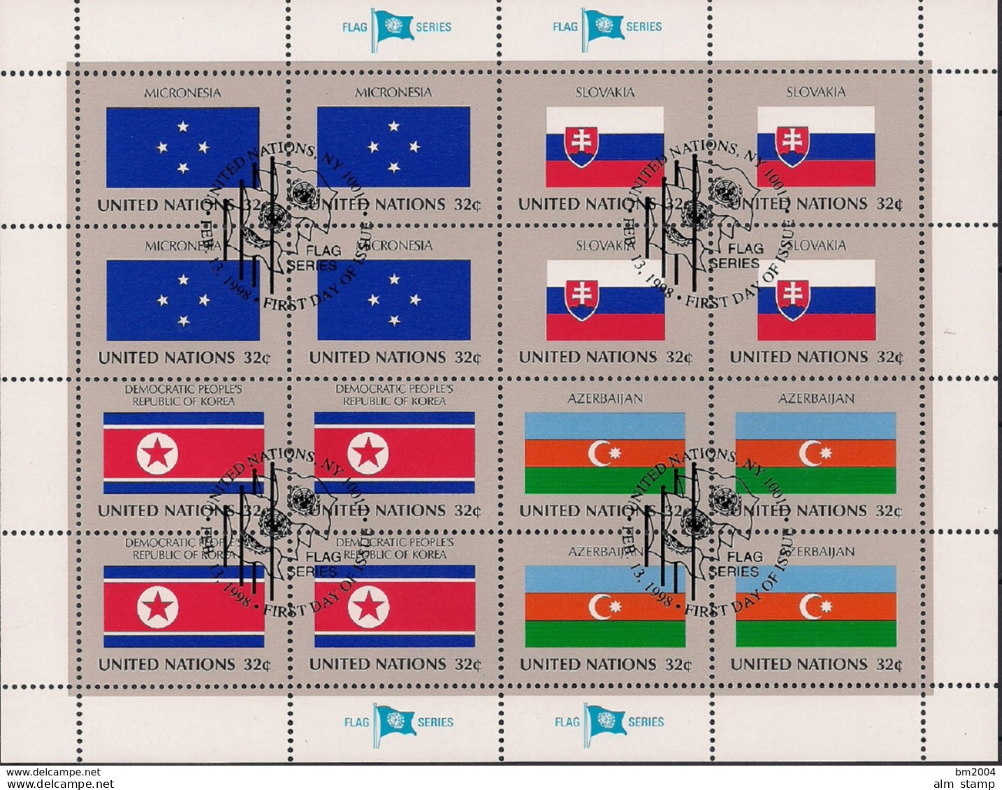 1998 UNO NEW YORK   MI. 756-63  Used   Bogen Flaggen Der UNO-Mitgliedsstaaten - Hojas Y Bloques