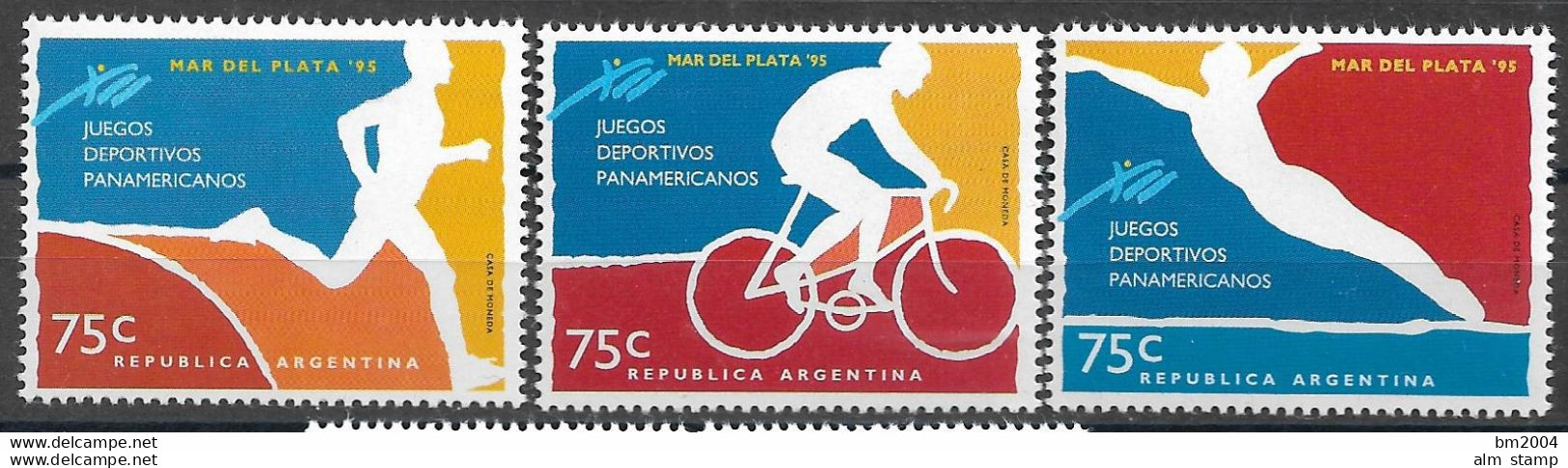 1995 Argentinien Mi. 2231-5**MNH  12. Panamerikanische Sportspiele, Mar Del Plata. - Neufs