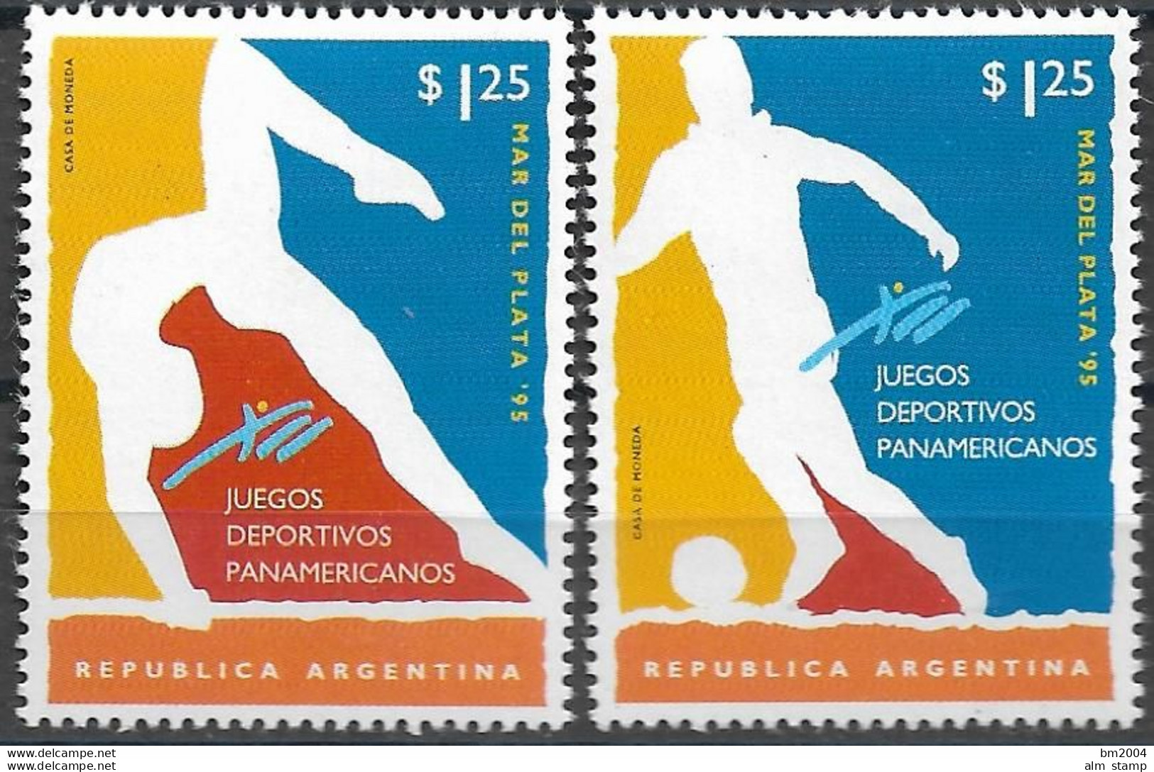 1995 Argentinien Mi. 2231-5**MNH  12. Panamerikanische Sportspiele, Mar Del Plata. - Neufs