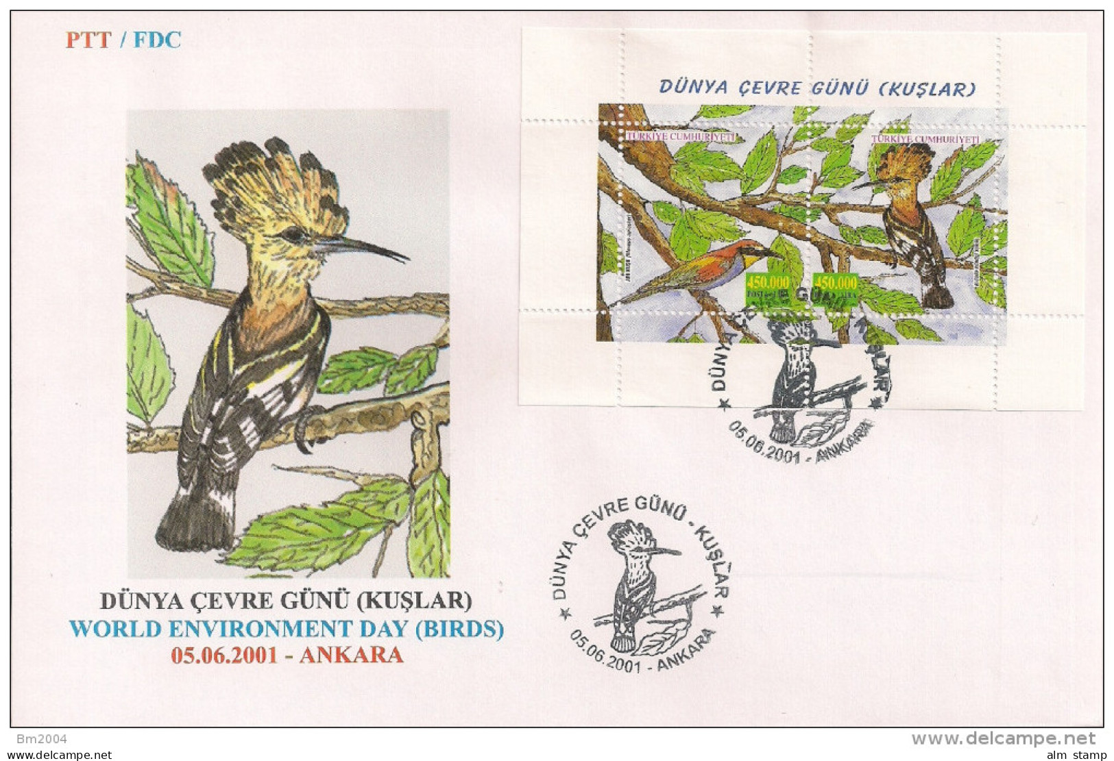 2001 Türkei Mi. Bl. 46 + 47 FDC  Internationaler Tag Der Umwelt - Vögel. - FDC