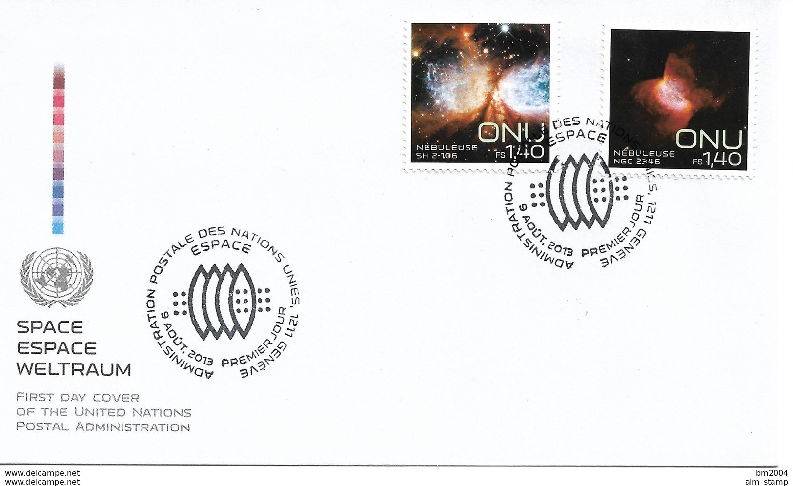 2013 UNO Genf   MI. 829-30 FDC Internationale Weltraumwoche: Nebel. - FDC