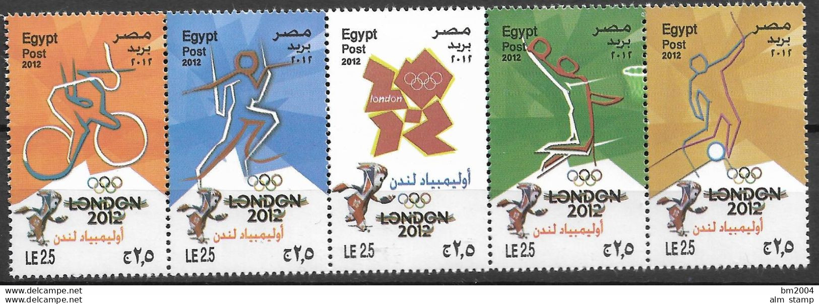 2012  Ägypten  Mi. 2478-82 **MNH. Olympische Sommerspiele, London. - Ungebraucht