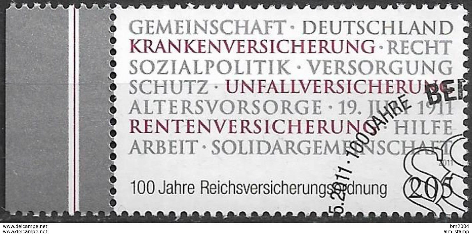 2011 Deutschland Germany   Mi. 2868 FD-used  Berlin    100 Jahre Reichsversicherungsordnung - Gebraucht