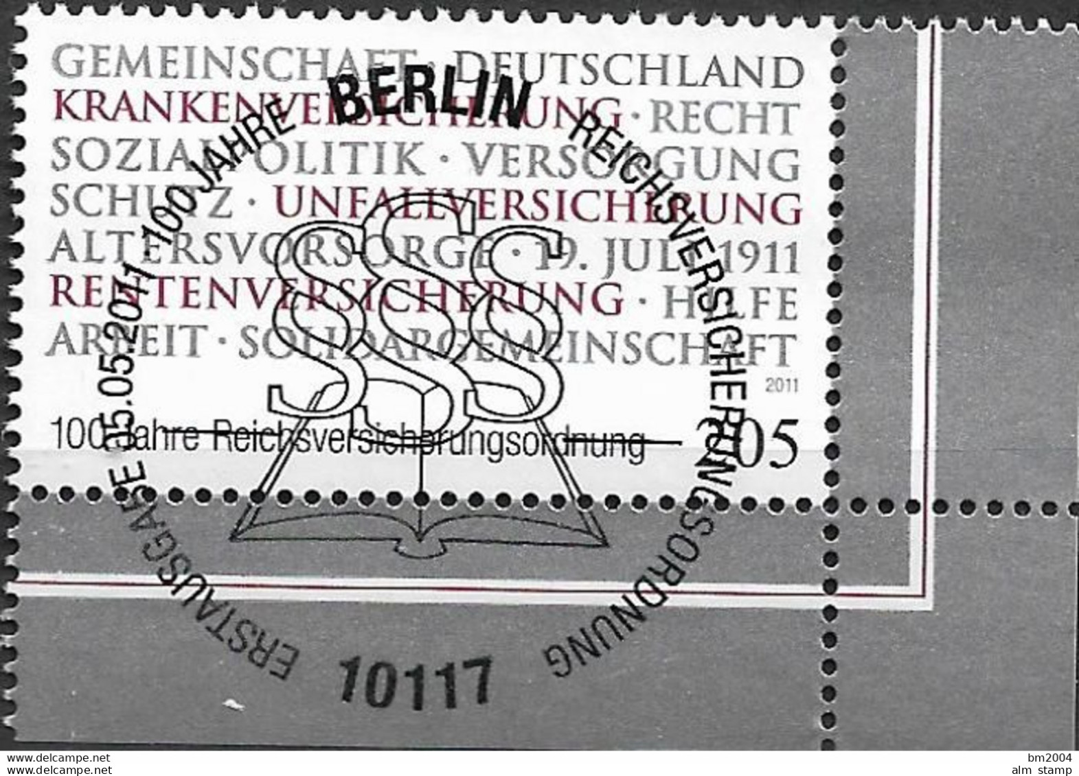 2011 Deutschland Germany   Mi. 2868 FD-used  Berlin EUR  100 Jahre Reichsversicherungsordnung - Gebraucht