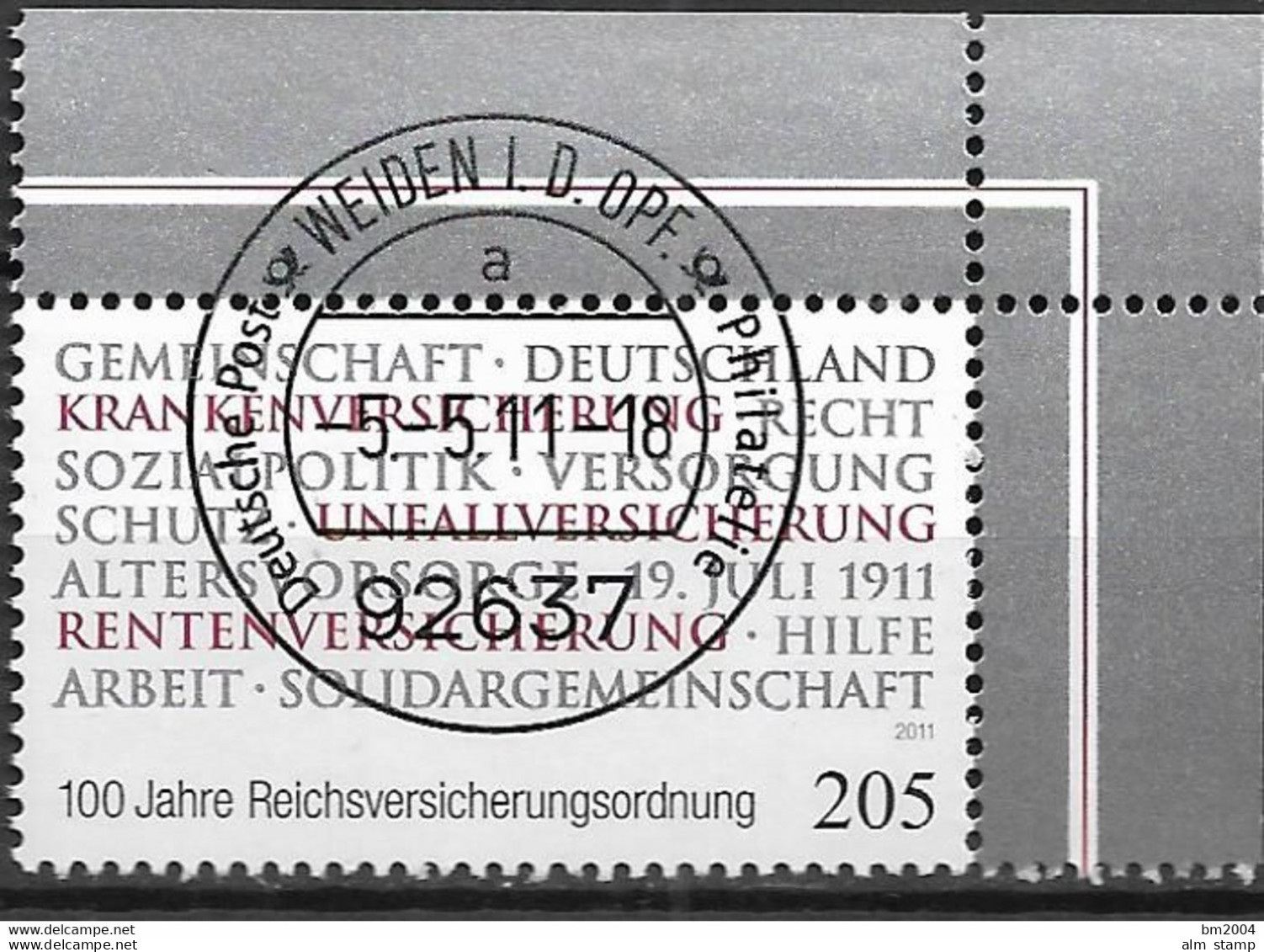 2011 Deutschland Germany   Mi. 2868 FD-used  Weiden EOR   100 Jahre Reichsversicherungsordnung - Gebraucht