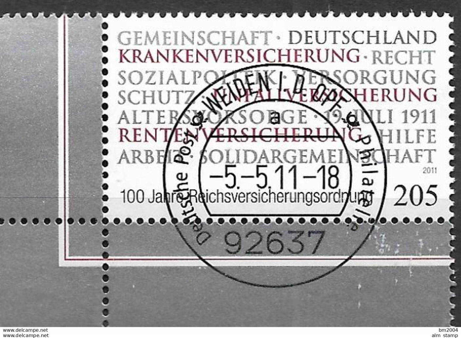2011 Deutschland Germany   Mi. 2868 FD-used  Weiden EUL  100 Jahre Reichsversicherungsordnung - Gebraucht