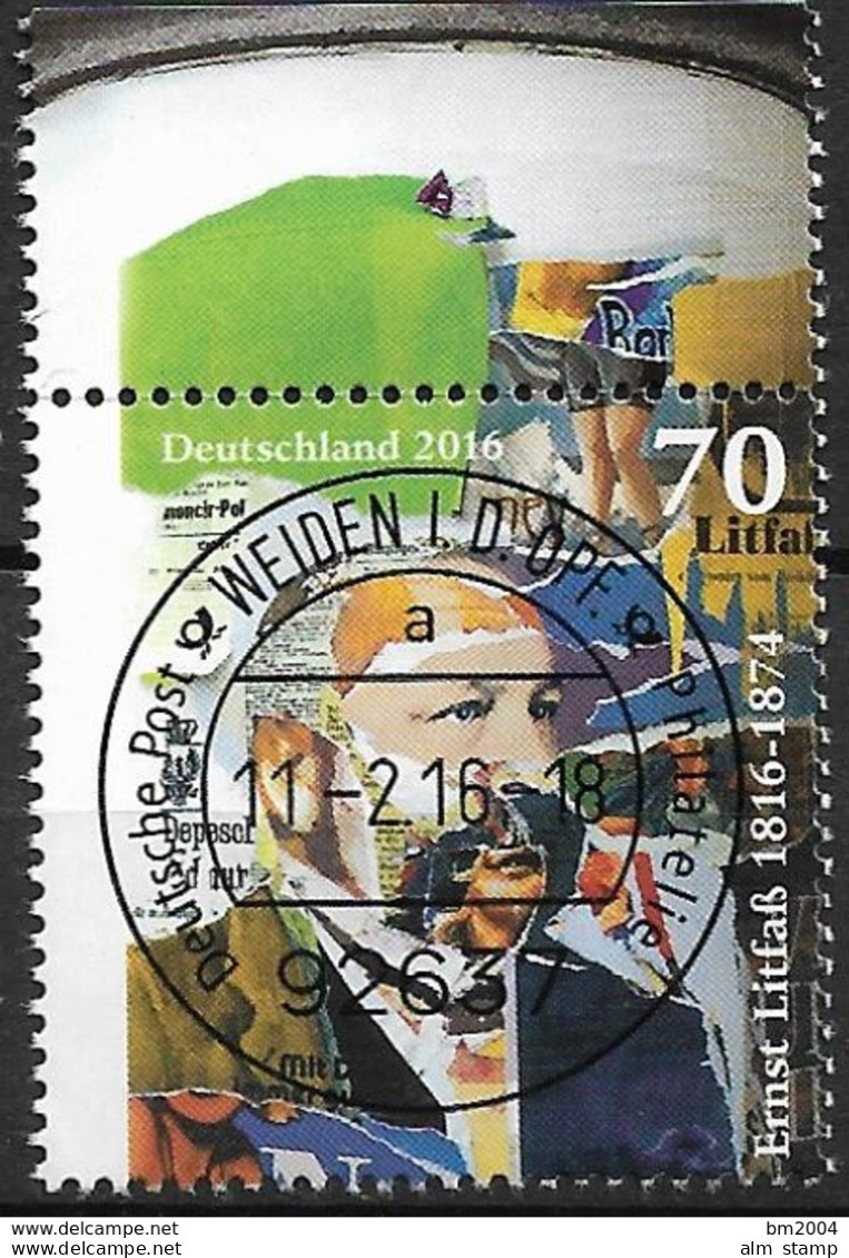 2016 Allem. Fed. Deutschland  Mi. 3211 FD- Used Weiden  200. Geburtstag Von Ernst Litfaß - Gebraucht