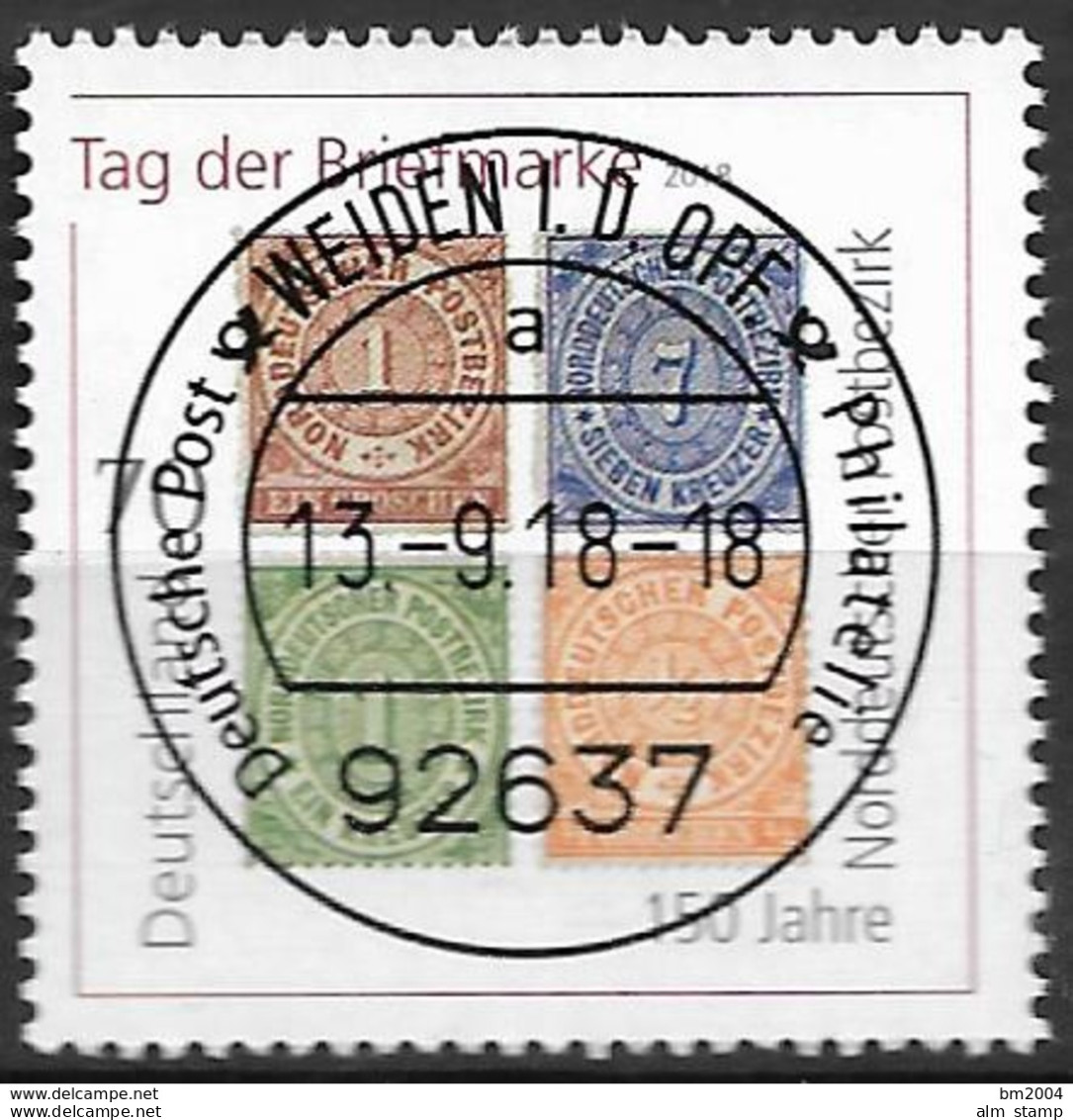 2018 Allem. Fed. Deutschland  Mi. 3412 FD- Used Weiden  150 Jahre Norddeutscher Postbezirk - Gebraucht