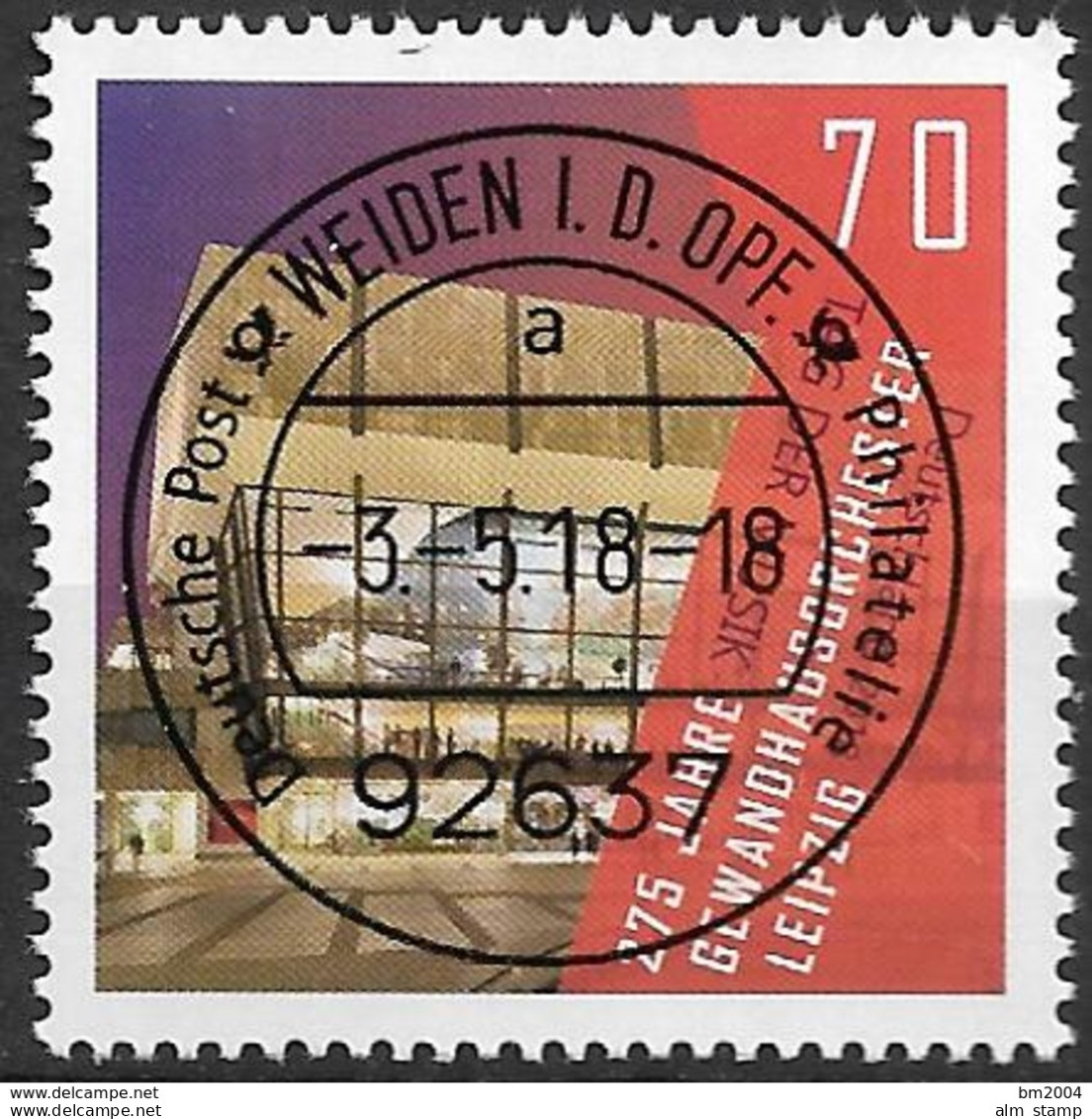 2018 Allem. Fed. Deutschland  Mi.  3385  FD- Used Weiden Tag Der Musik: 275 Jahre Gewandhausorchester, Leipzig - Gebraucht