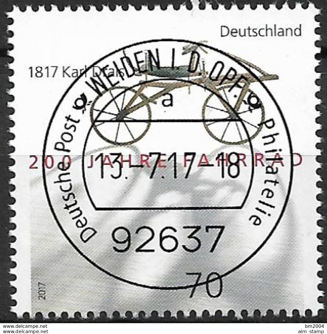 2017 Allem. Fed. Deutschland  Mi.3320 FD- Used Weiden 200 Jahre Fahrrad. - Gebraucht