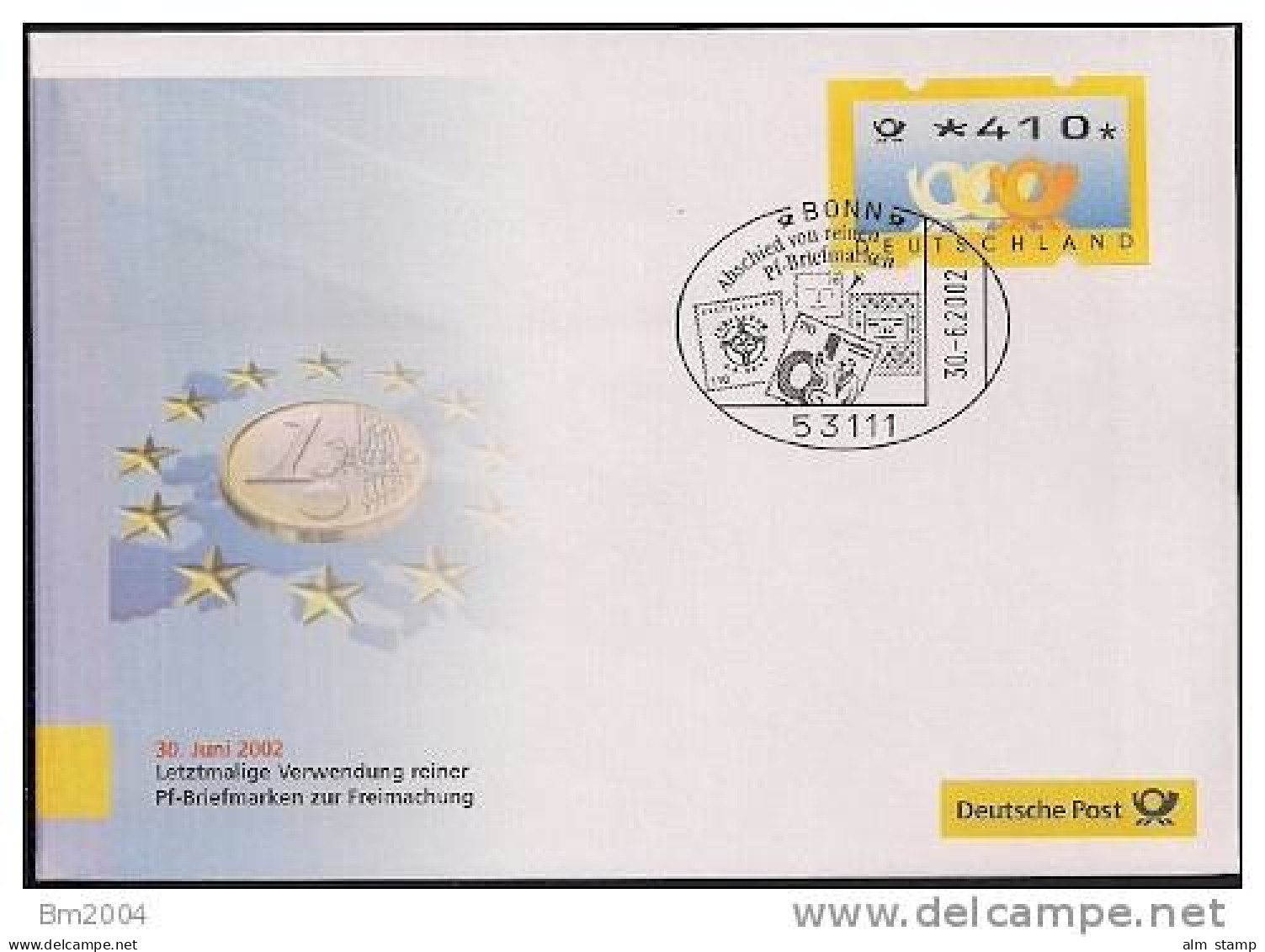 2002 Deutschland Automatenmarken Mi. 3  Used  Brief  Bonn  30.-6.2002  EURO - Europese Gedachte