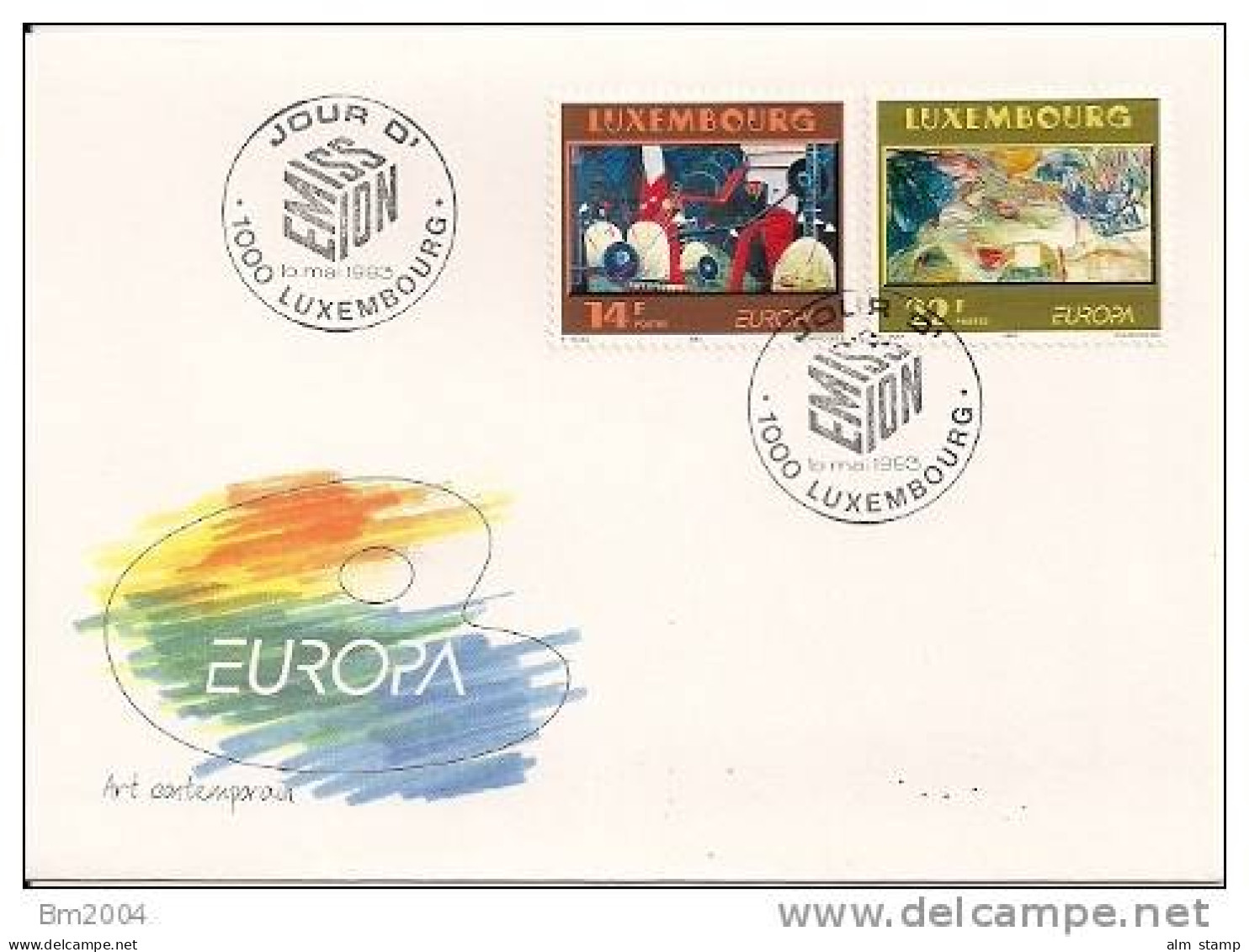 1993 Luxemburg     Mi. 1318-9 FDC   Europa: Zeitgenössische Kunst. - 1993