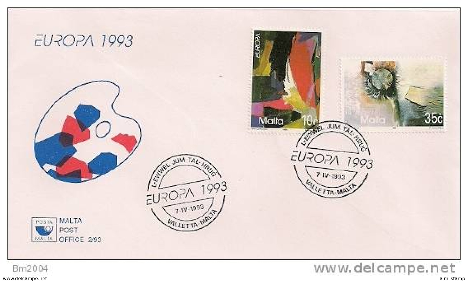 1993 Malta  Mi. 904-5  FDC   Europa: Zeitgenössische Kunst. - 1993