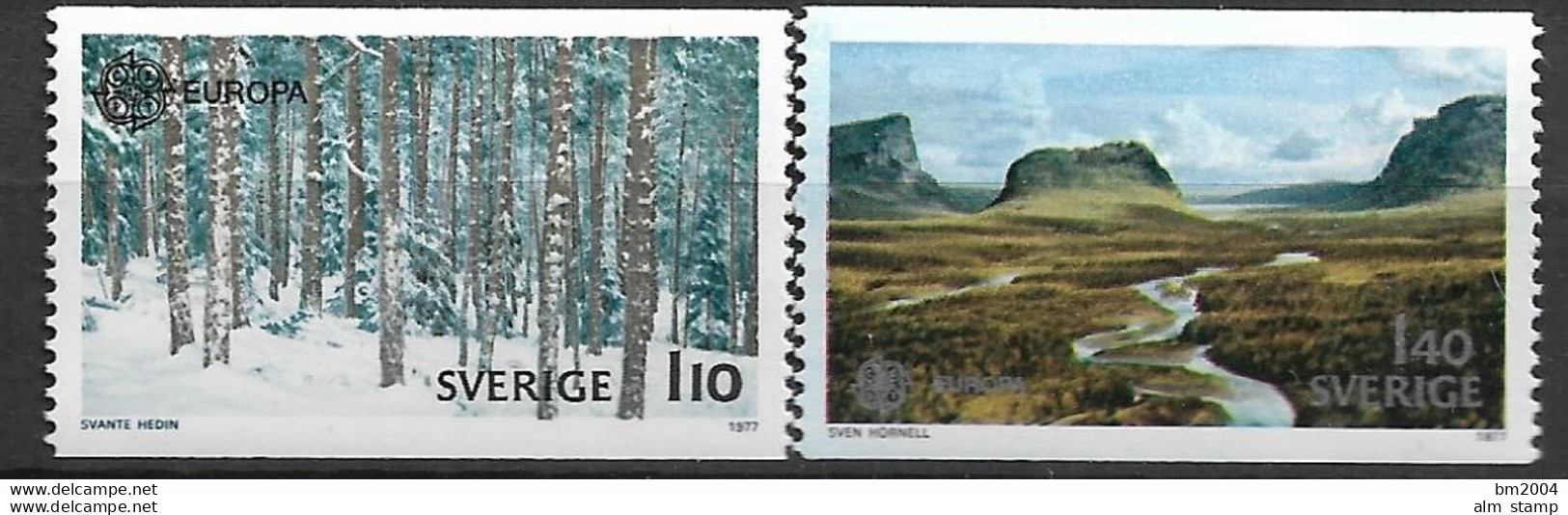 1977  Schweden Mi. 989-990  **MNH  Europa: Landschaften. - 1977