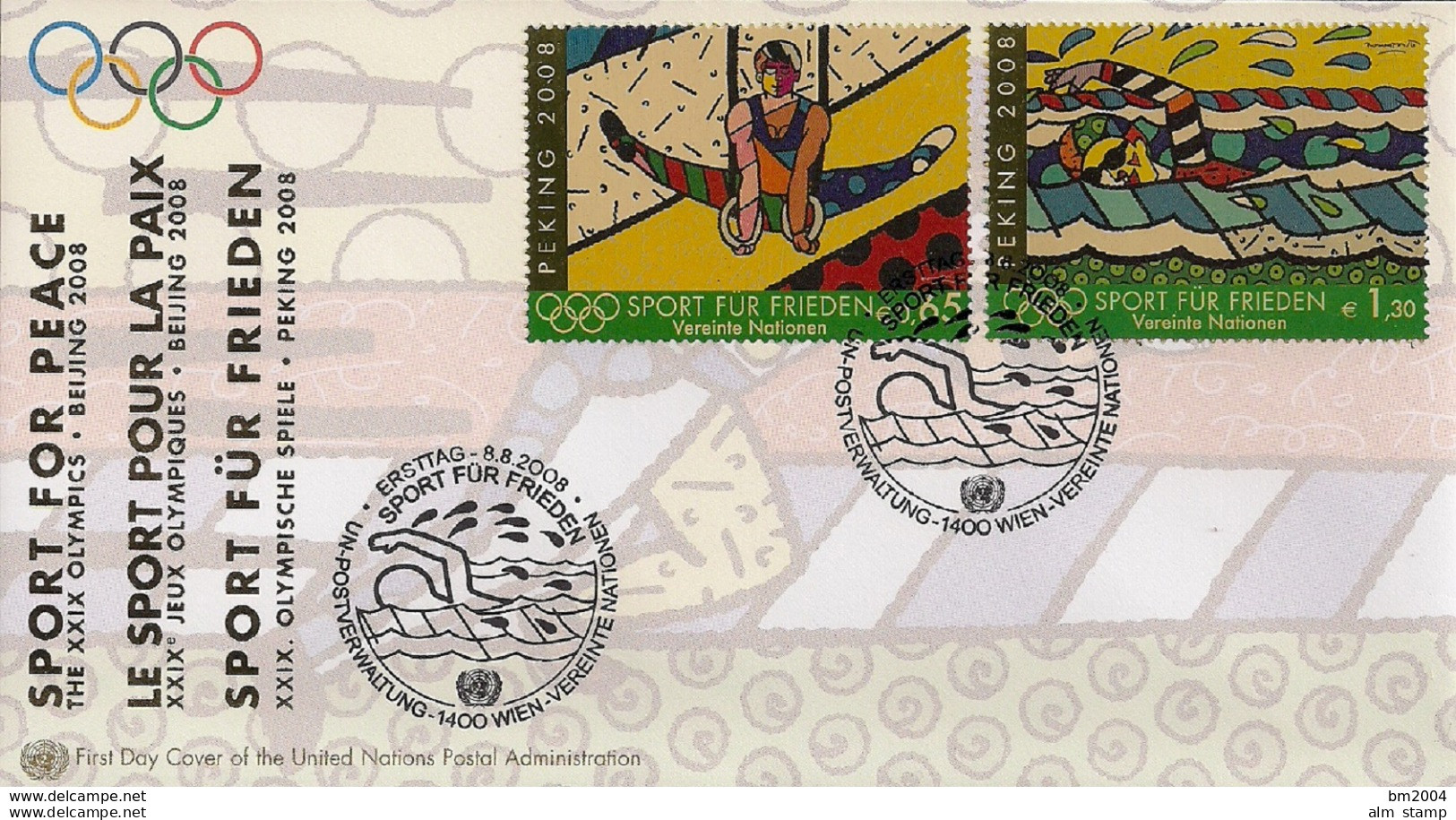 2008 UNO Wien Mi. 545-6 FDC    Sport Für Frieden: Olympische Sommerspiele, Peking - FDC