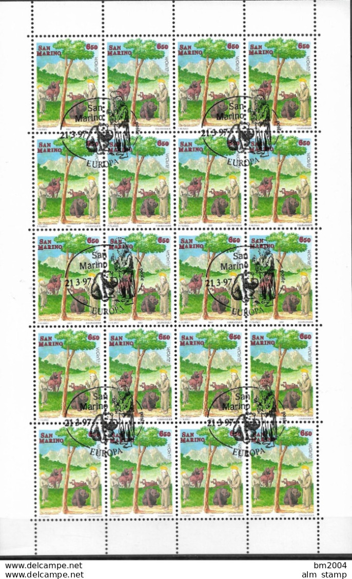 1997 San Marino Mi. 1713-4 FD-used Sheet  Europa: Sagen Und Legenden. - 1997