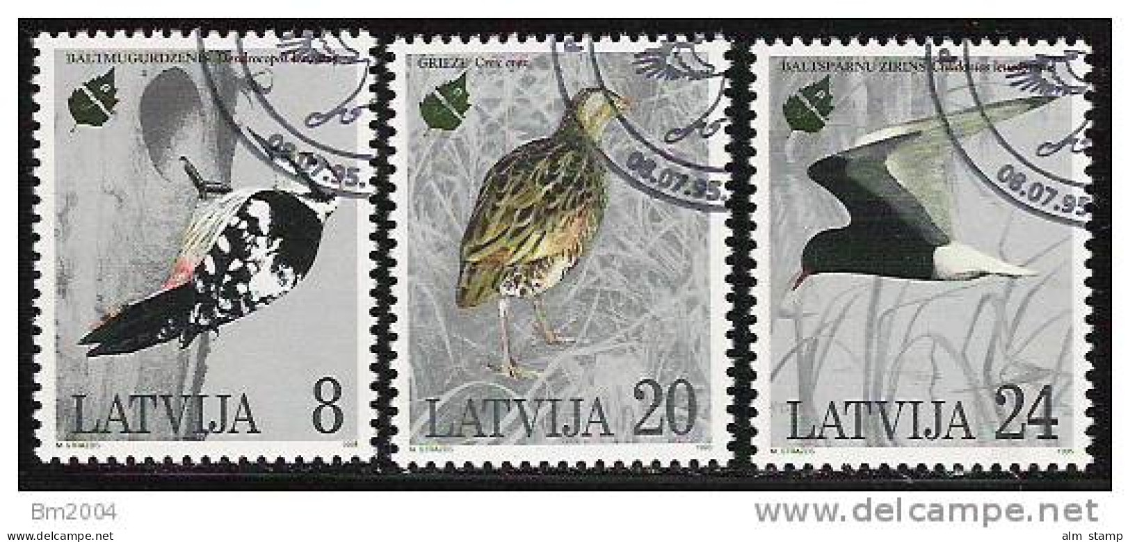 1995  Lettland Latvija  Mi. 403-5  Used  Europäisches Naturschutzjahr.  Vögel. - Europese Gedachte