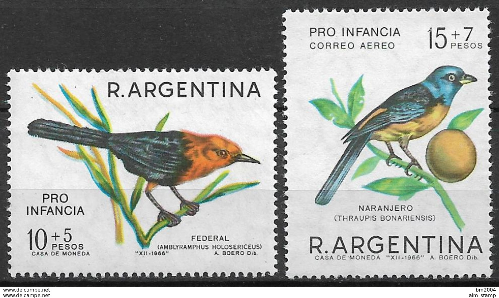 1967 Argentinien Mi. 952-3**MNH  Vögel - Unused Stamps