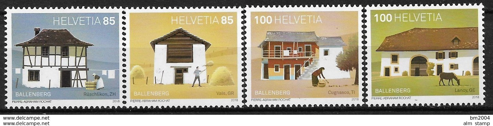 2018 Schweiz Mi. 2544-7**MNH     50 Jahre Stiftung Freilichtmuseum Ballenberg: Gebäude. - Ungebraucht