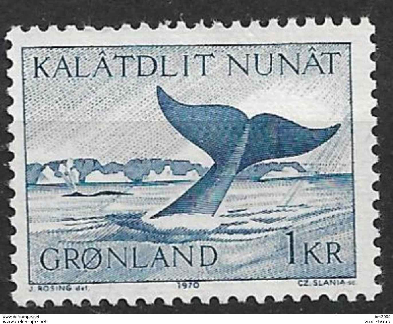 1970 Grönland Mi.  75 **MNH   Grönlandwal (Balaena Mysticetus) - Ungebraucht