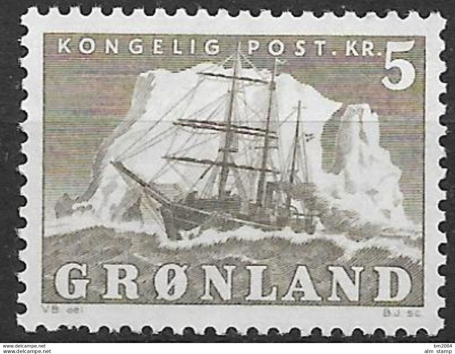 1958 Grönland Mi.41 **MNH  Arktisschiff „Gustav Holm“ Vor Einem Eisberg - Ungebraucht