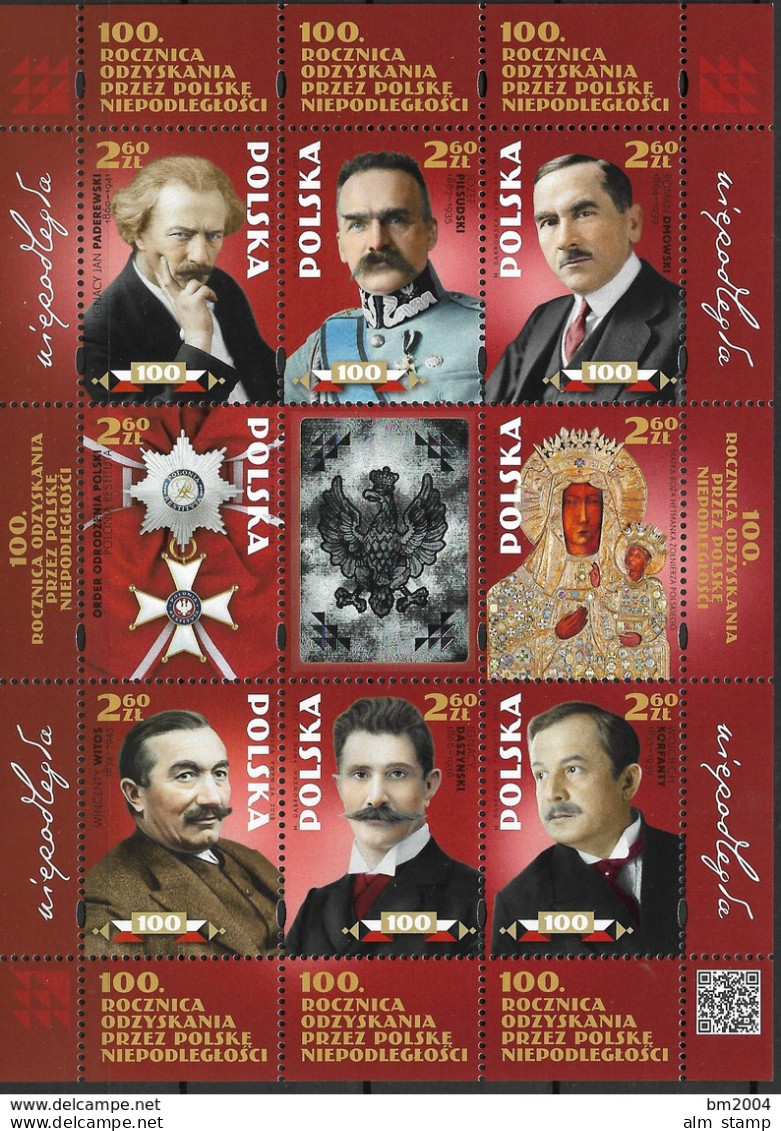 2018 Polen Mi. 5040-7  **MNH  100. Jahrestag Der Wiederherstellung Der Unabhängigkeit - Ungebraucht