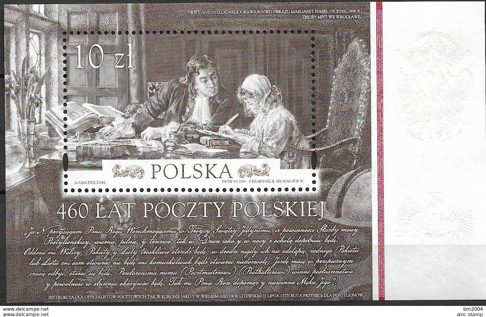 2018 Polen Mi. Bl 277  **MNH  460 Jahre Polnische Post - Neufs