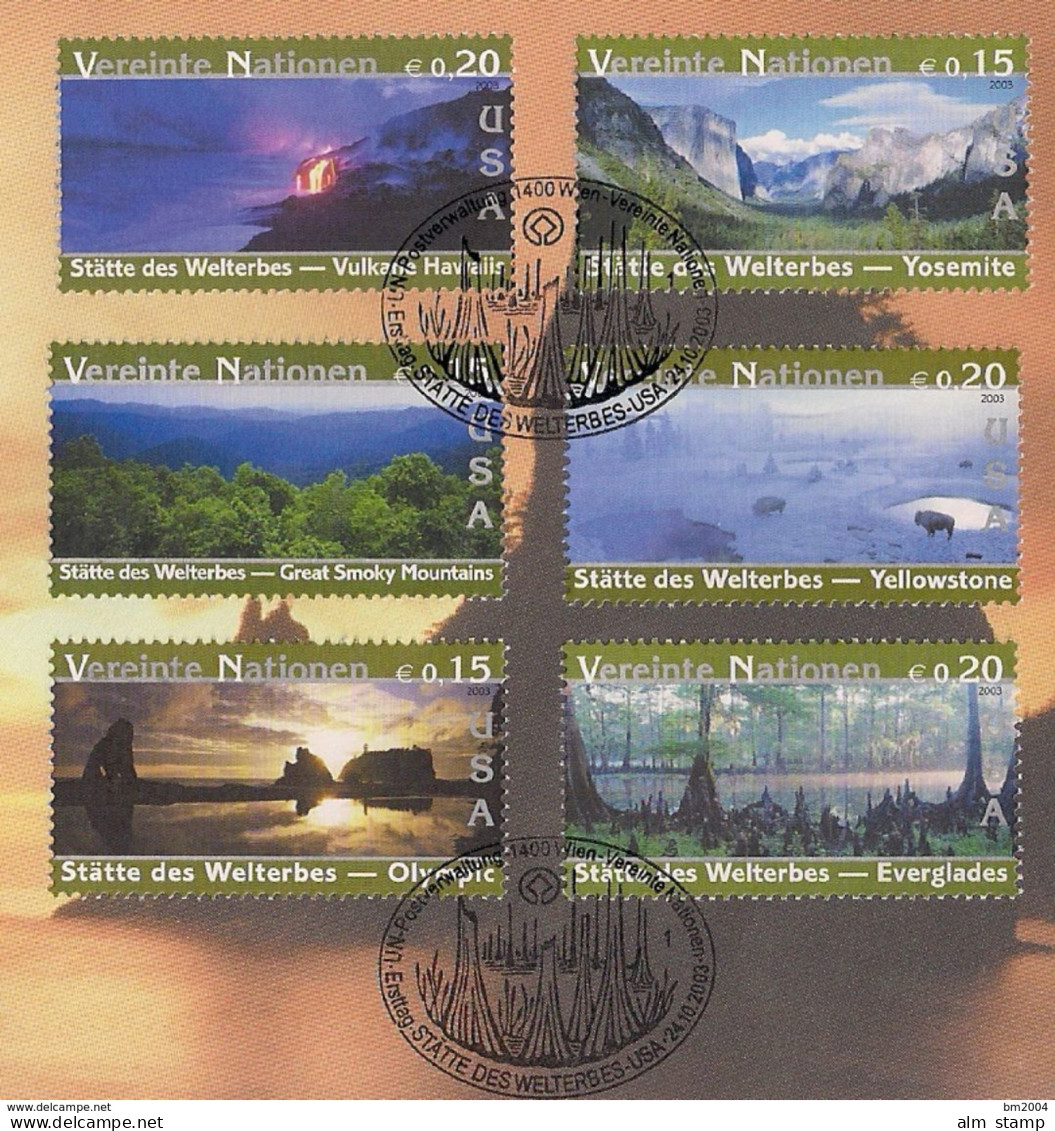 2003 UNO Wien Mi. 399-404   UNESCO-Welterbe: Vereinigte Staaten Von Amerika - Oblitérés