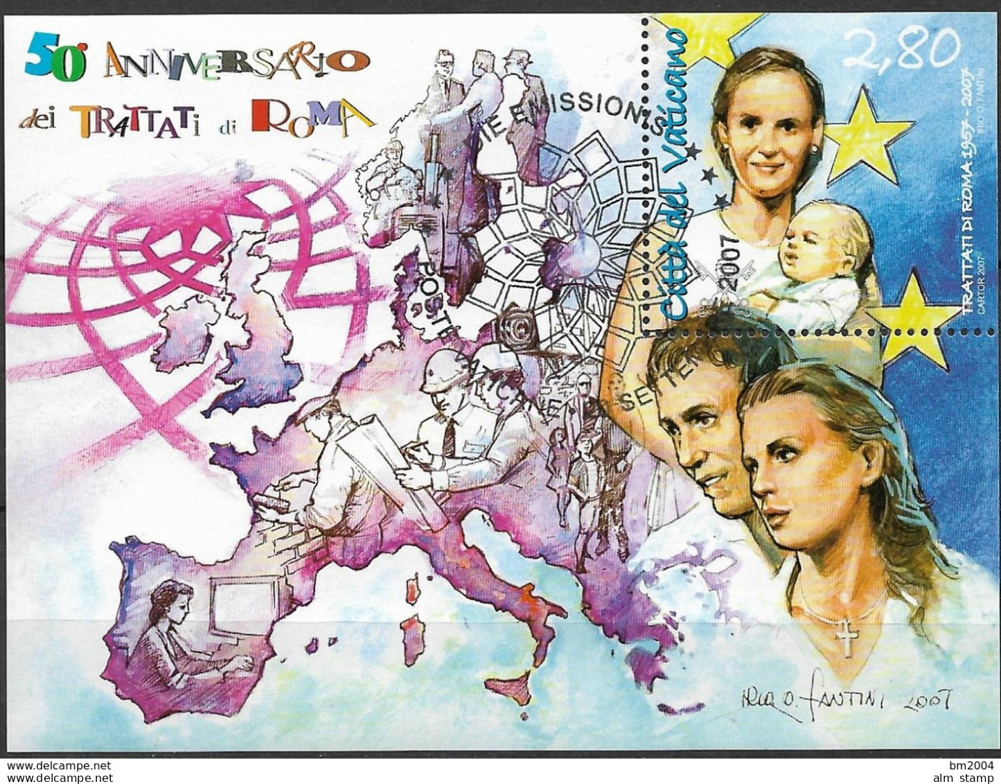 2007 Vatikan  Mi. Bl. 30 FD-used 50e Anniversario Dei   Trattati Die Roma - Used Stamps