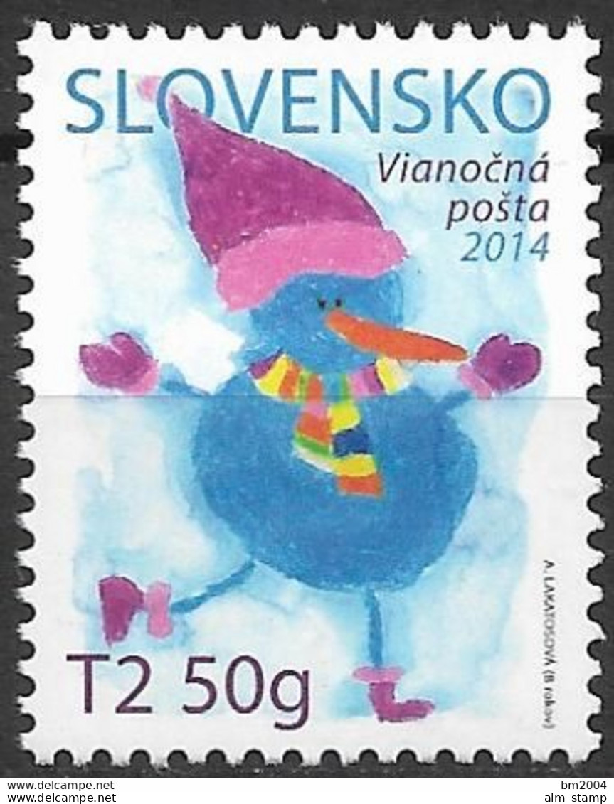 2014 Slowakei  Mi. 748 **MNH    Weihnachten Schneemann - Nuovi