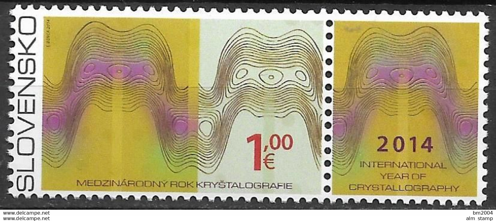 2014 Slowakei  Mi. 729 ZF **MNH  . Internationales Jahr Der Kristallographie. - Ungebraucht