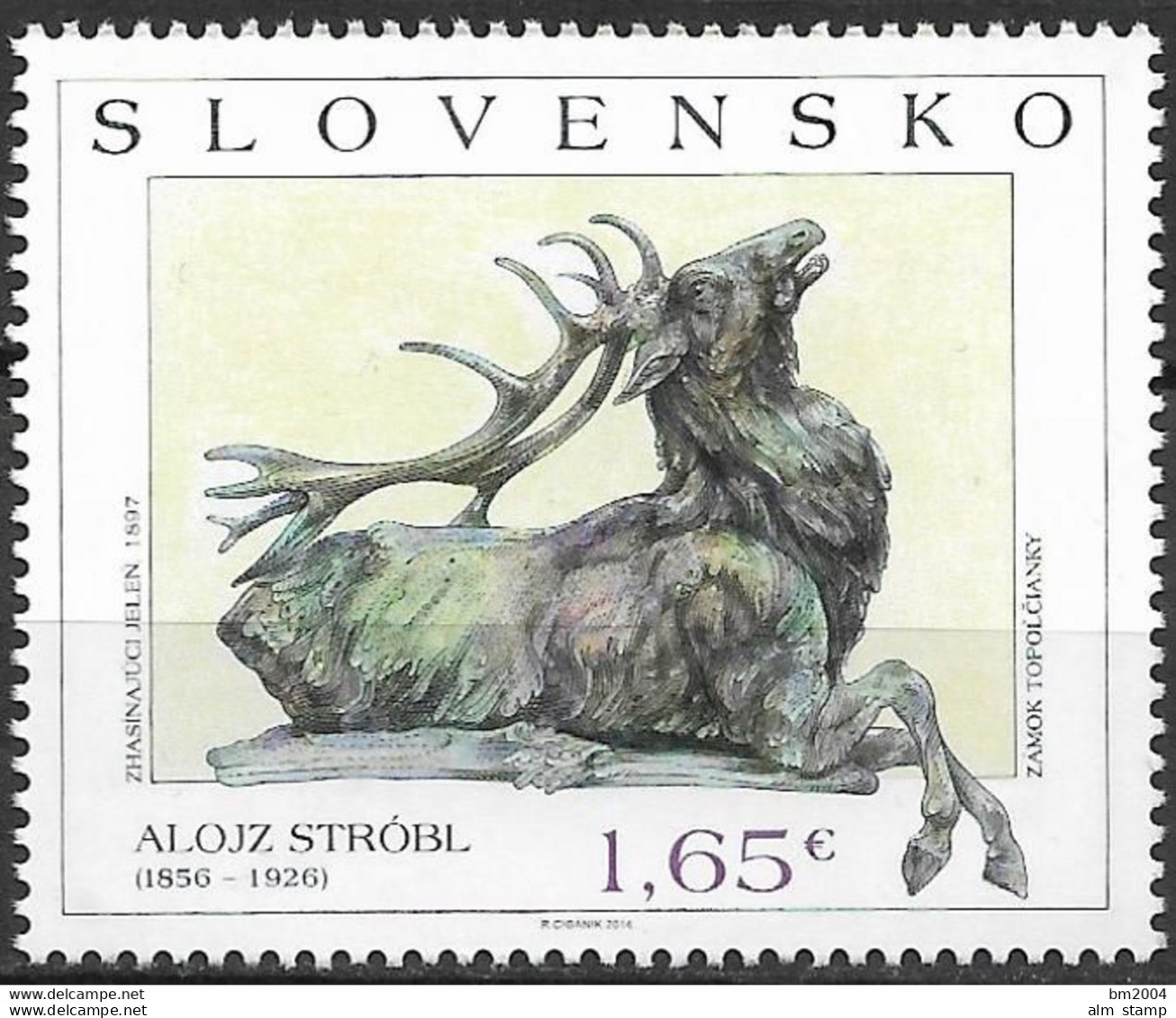 2014 Slowakei  Mi.752 **MNH    Hirsch; Skulptur Von Alojz Stróbl - Ungebraucht