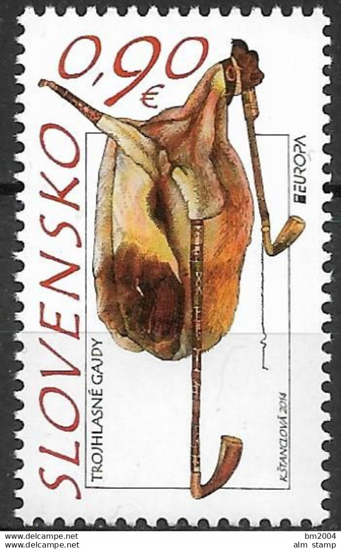 2014 Slowakei  Mi. 735  **MNH Europa: Volksmusikinstrumente.  Dudelsack - Unused Stamps