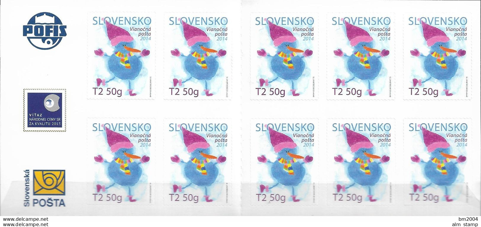 2014 Slowakei  Mi. MH 78 **MNH    Weihnachten Schneemann - Unused Stamps
