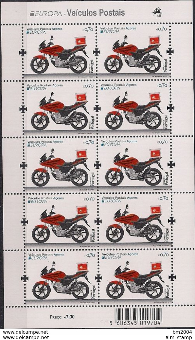 2013  Azoren     Mi. 585 **MNH Europa: Postfahrzeuge. - 2013