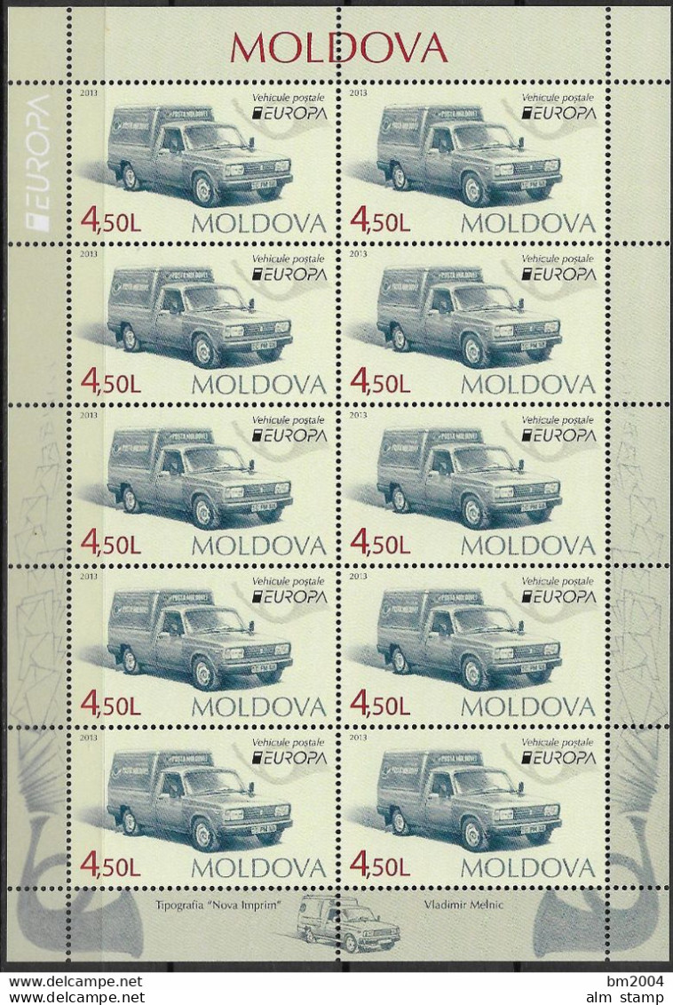 2013 Moldawien Moldova Mi.829-30**MNH Europa: Postfahrzeuge. - 2013