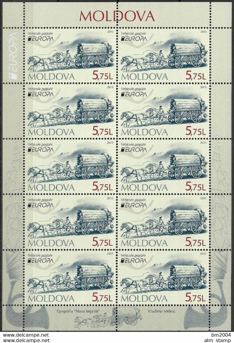 2013 Moldawien Moldova Mi.829-30**MNH Europa: Postfahrzeuge. - 2013