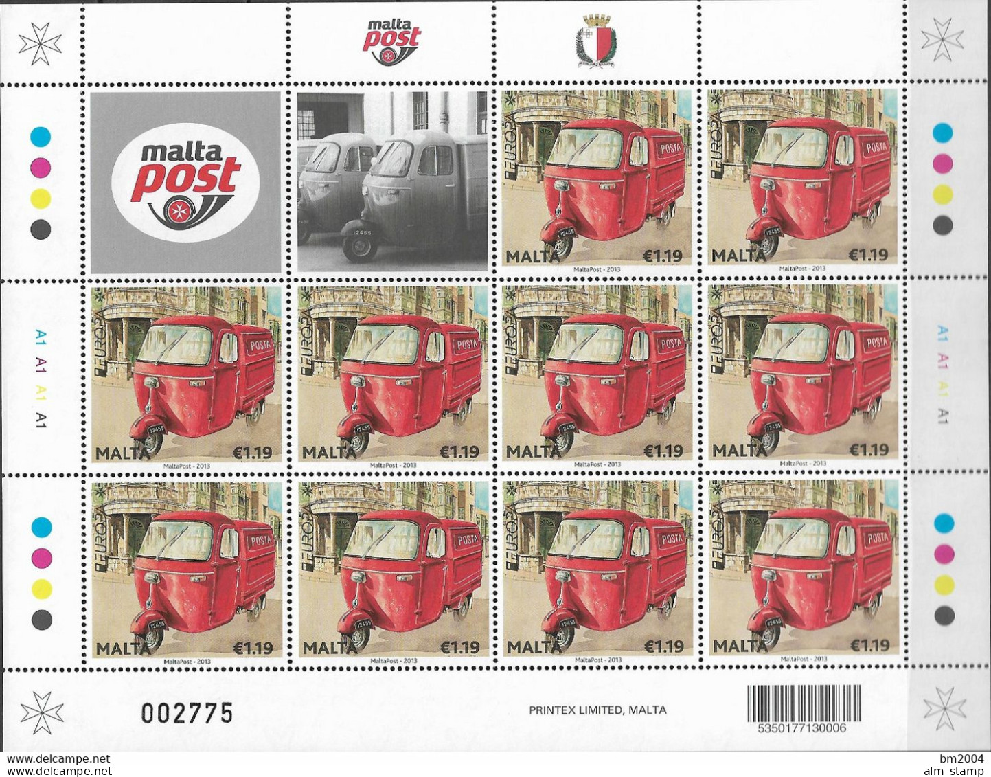 2013 Malta    Mi.1817-8**MNH Europa: Postfahrzeuge. - 2013