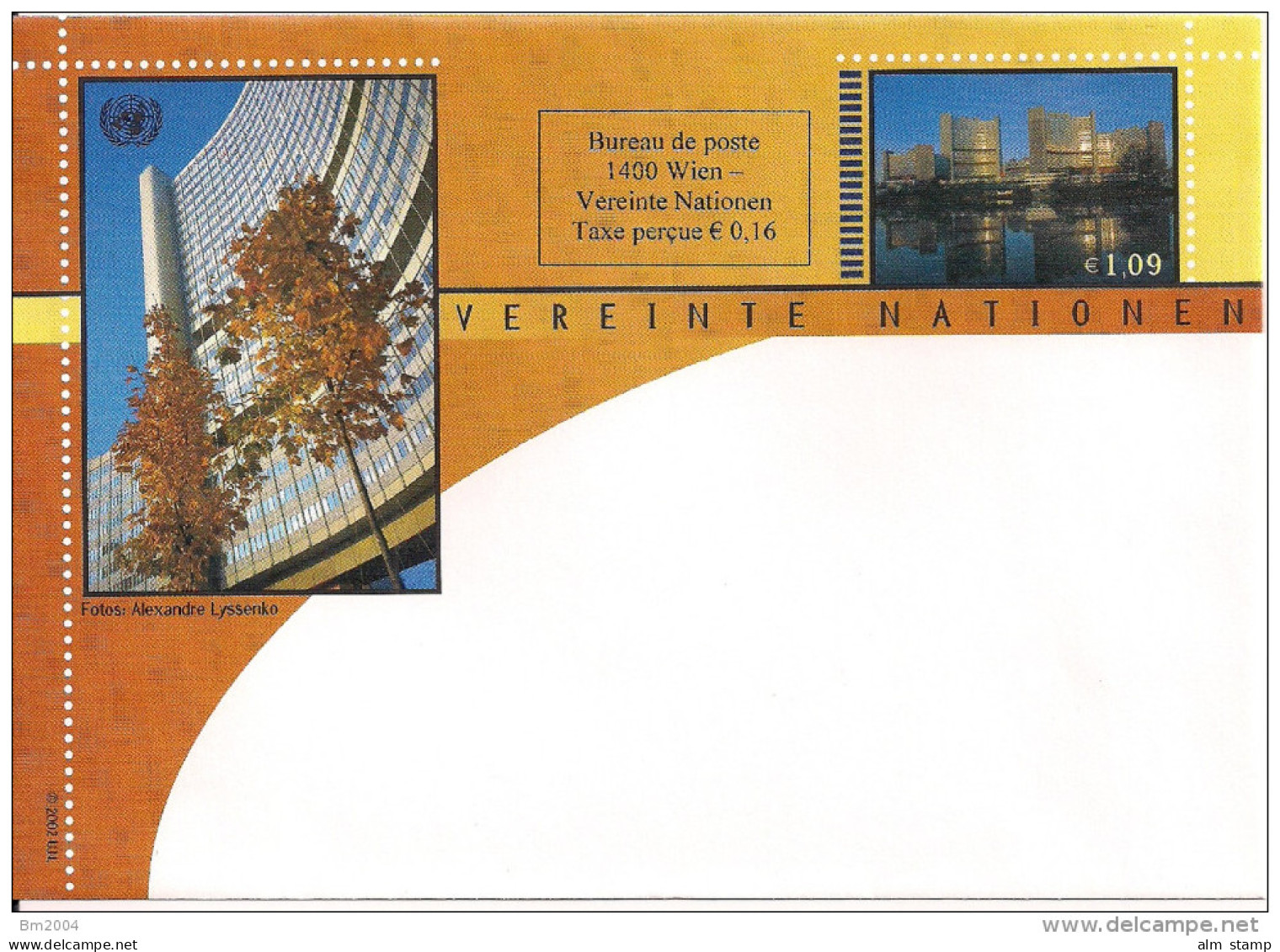 2002 UNO Wien  Ganzsache  Bureau De Poste  1400 Wien  EUR 1,09 - FDC