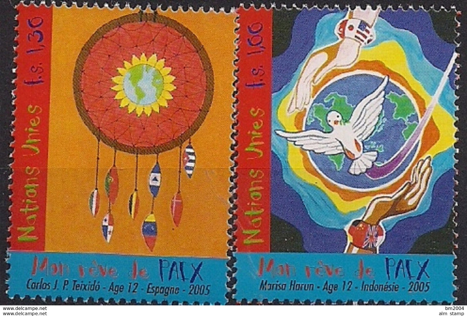 2005 UNO Genf  Mi.  526-7**MNH    Weltfriedenstag: Mein Traum Vom Frieden ( - Unused Stamps