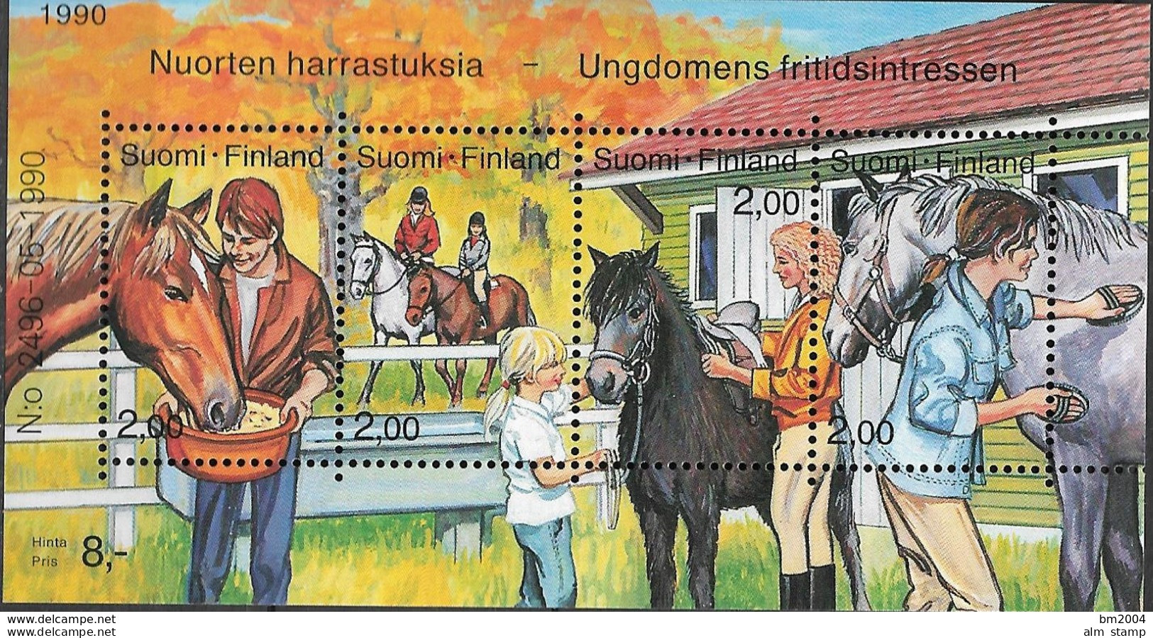 1990 Finnland   Mi. Bl 6 **MNH  Jugendhobbys - Reiten - Blocks & Sheetlets